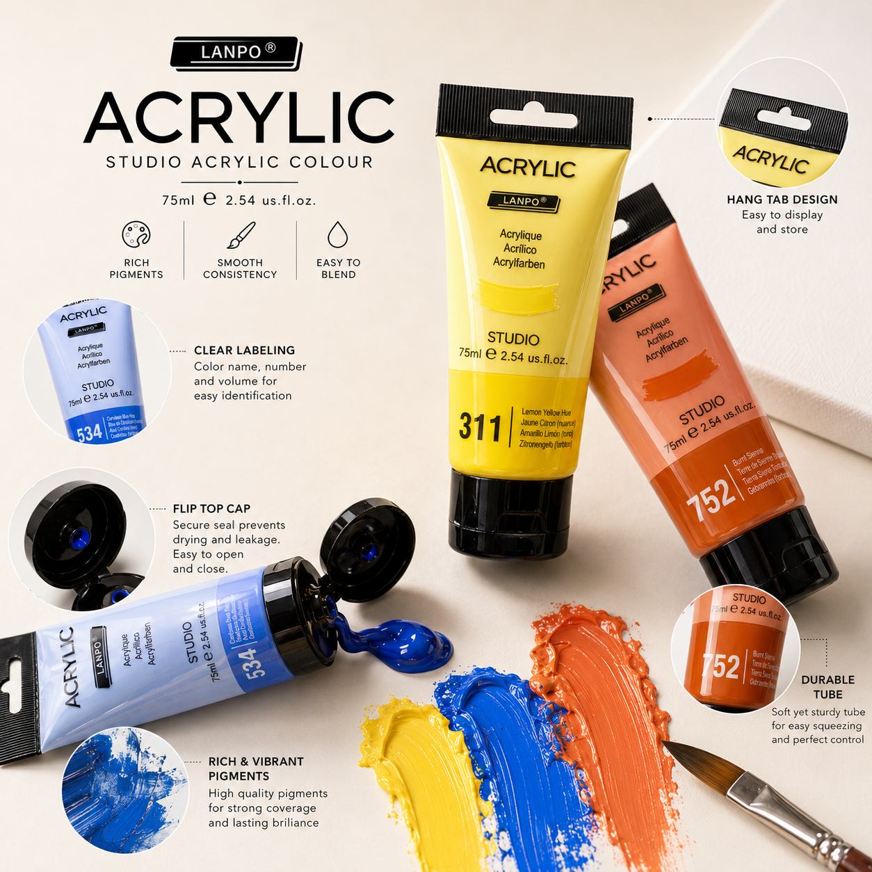 LANPO ACRYLIC PAINT TUBE