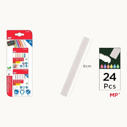 MP COLOURED & WHITE CHALKS 24 Pcs