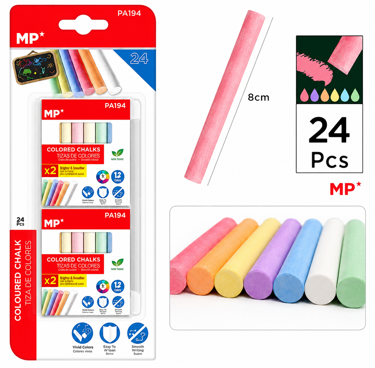 MP COLORED CHALKS 24Pcs
