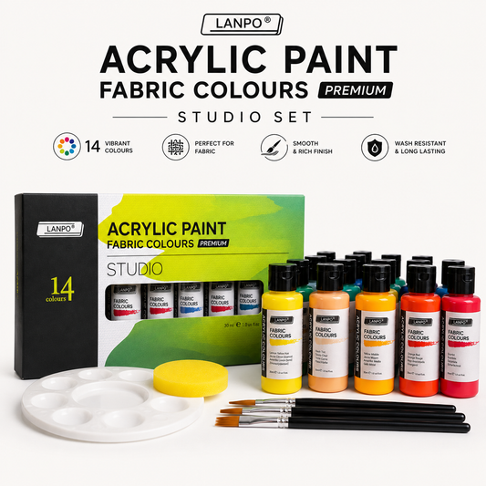 LANPO ACRYLIC FABRIC COLOUR 30MLx14 COLOURS