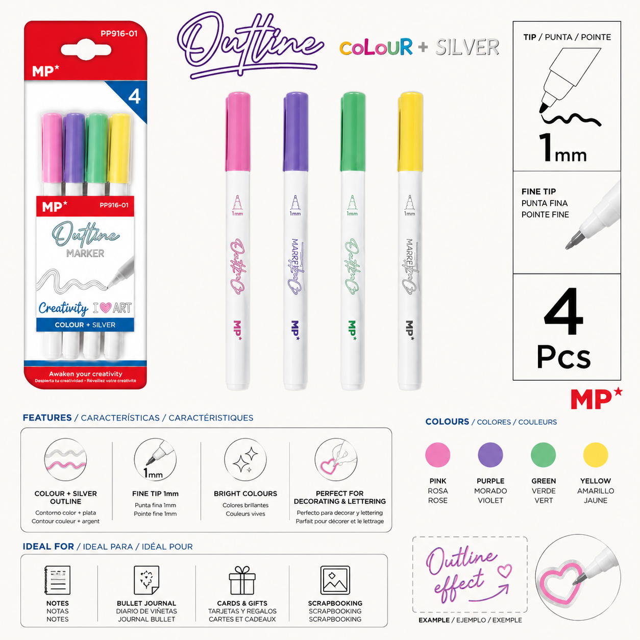 MP OUTLINE MARKER 4Pcs